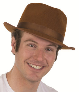 Brown Felt Fedora Gangster Hat | Magic and Theater Products